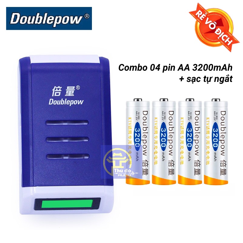 Bộ Sạc Pin AA, AAA K209 Doublepow Tự ngắt khi đầy Tốc Độ Cao Màn Hình LCD