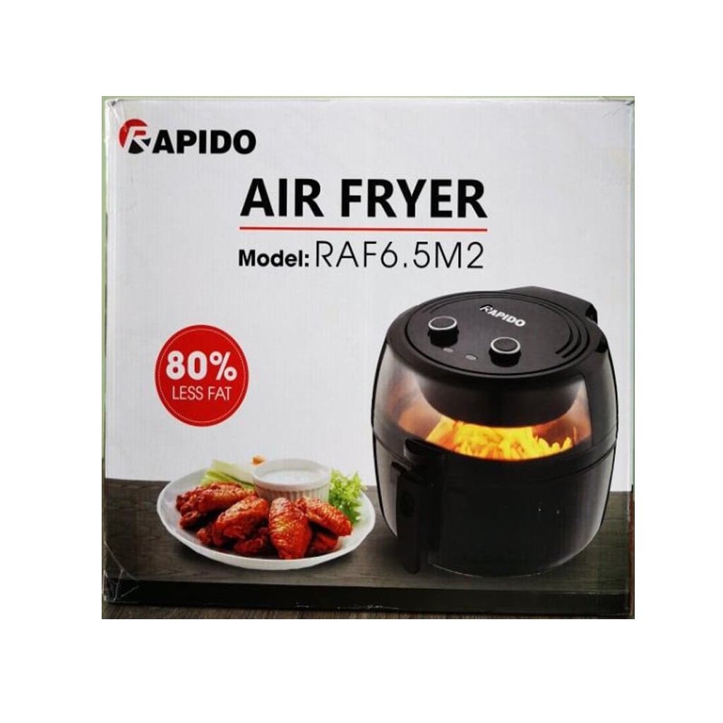 Nồi chiên không dầu Rapido 6.5L 1800W, bảo hành12 tháng - Phiên bản điều khiển cơ, điều khiển điện tử