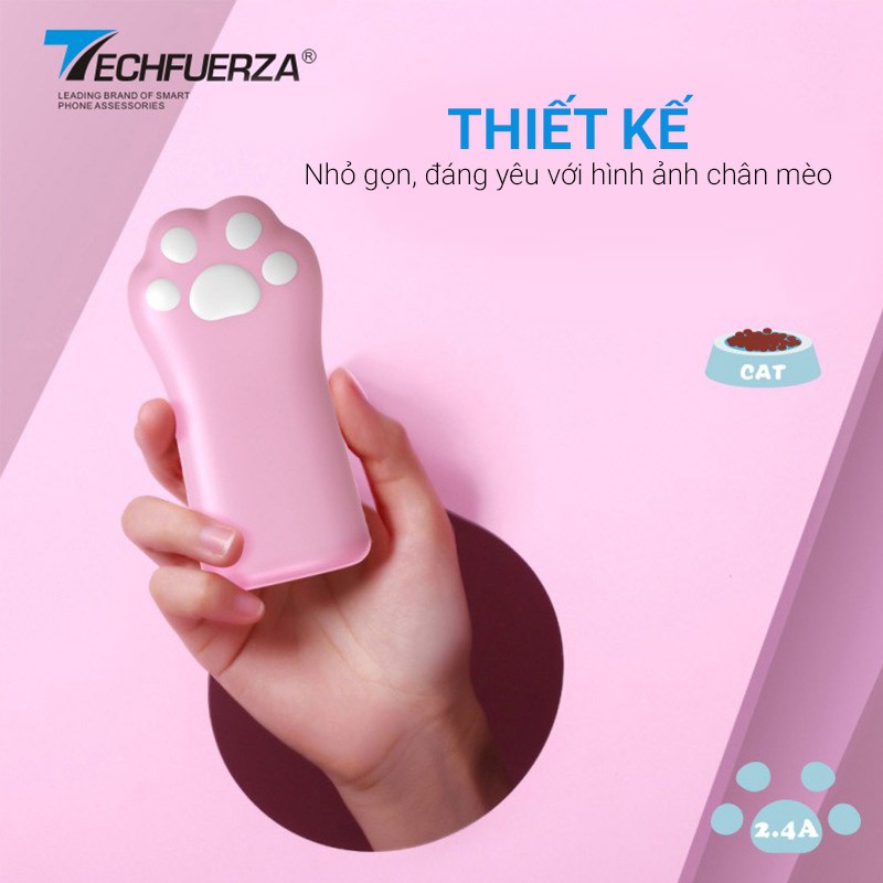 [Chính hãng BH1:1] ✅Sạc Dự Phòng 10400maAh KT010 TECHFUERZA Tay Mèo Mini SẠC NHANH 2.4A | BigBuy360 - bigbuy360.vn