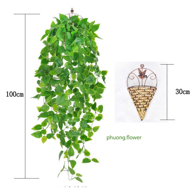 Dây Lá giả Treo tường loại Siêu cấp, mô phỏng lá Nho lá Vạn Niên thanh dài 100cm