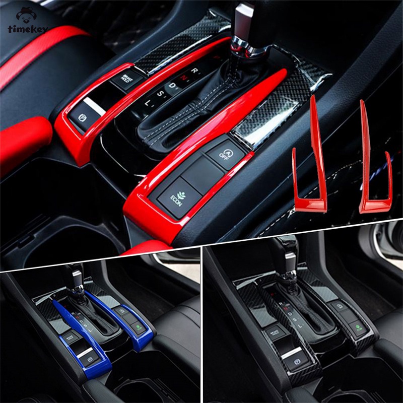 Set 2 ốp viền bảng điều khiển cần gạt số họa tiết sợi carbon honda civic 10th 2016 2017 2018 timekey