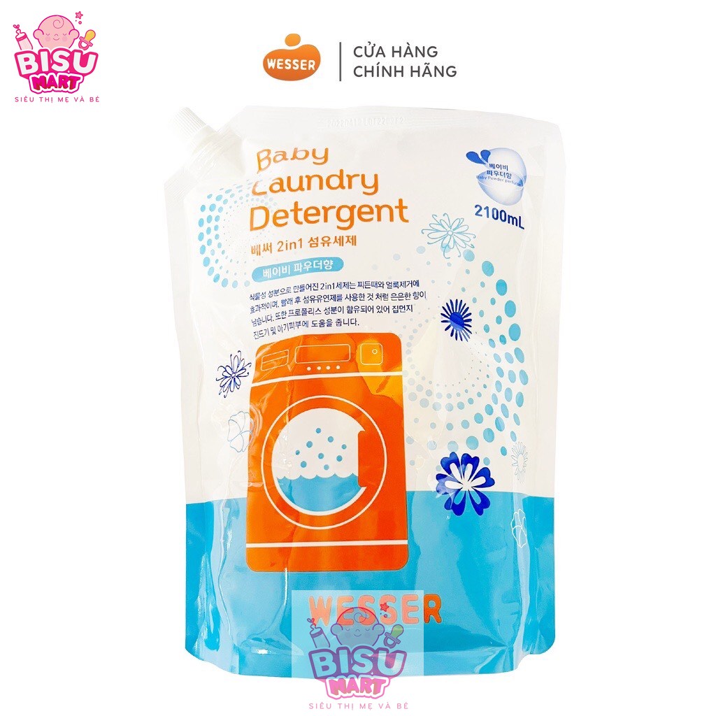 Nước giặt xả Wesser 2in1 cho bé Hương phấn và Hương Hoa hồng - 2100ml