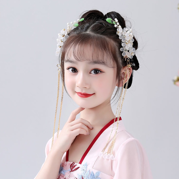 Phụ Kiện Cài Tóc Tua Rua Phong Cách Hán Phục Trung Hoa Cho Bé Gái
