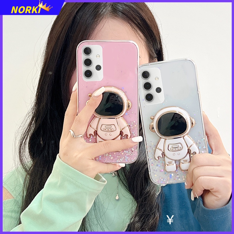 Ốp Điện Thoại Kim Tuyến Nước Kèm Giá Đỡ Hình Phi Hành Gia 3D Cho Samsung Galaxy Note 20 20Ultra 10 10Plus 10Lite 9 8