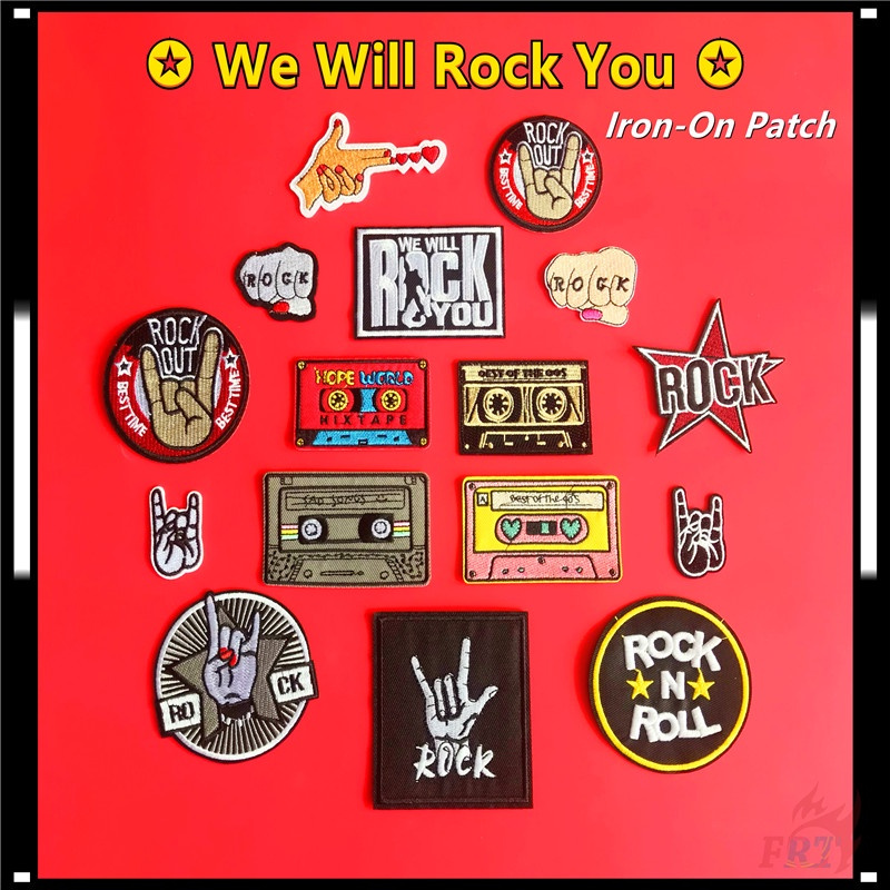 Miếng ủi thêu chữ we will rock you thời trang