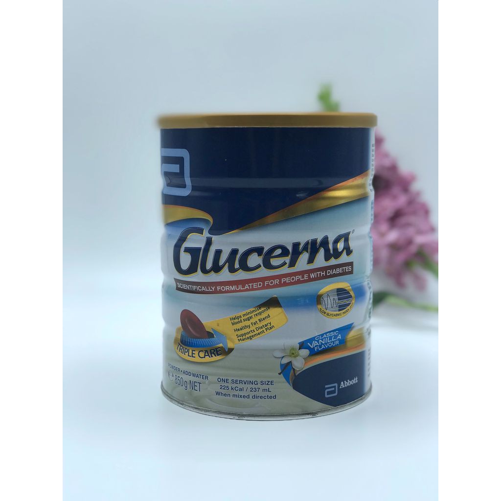 Thùng 3 lon Sữa bột Glucerna 850g hương Vanilla - Sữa cho người tiểu đường (hàng Úc)