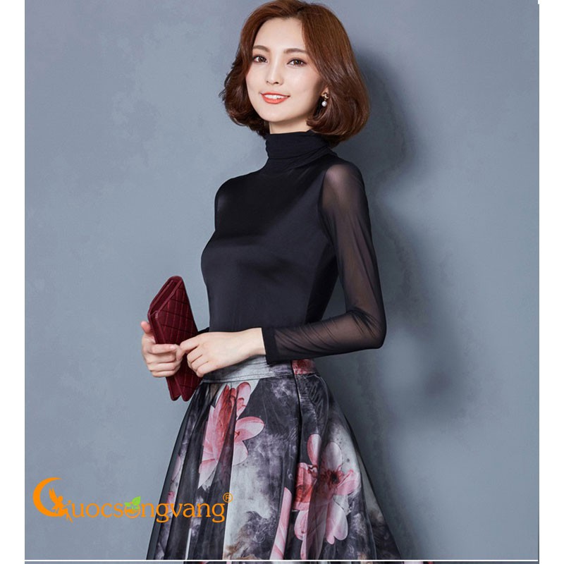 Áo kiểu nữ dài tay áo nữ cổ lọ dáng ôm GLA249 Cuocsongvang