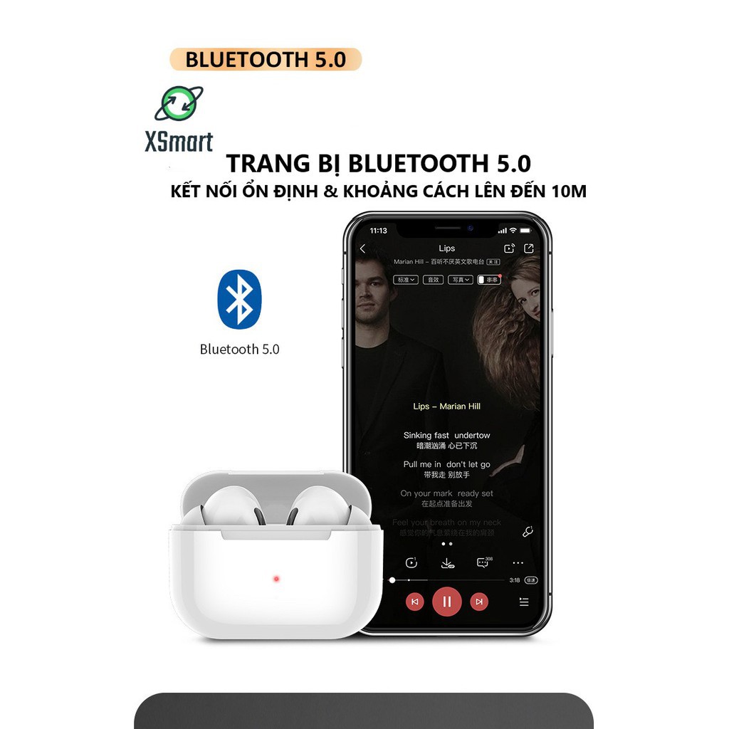 Tai nghe bluetooth airpod pro, âm thanh sống động, sạc không dây xuyên âm tích hợp Iphone/Android