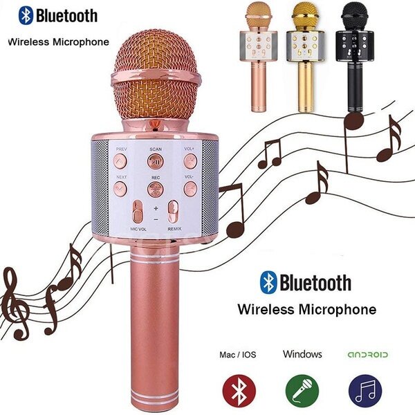 Micro Không Dây BLUETOOTH Tiện Dụng Chất Lượng Cao WS-858 ĐA NĂNG 6 TRONG 1 HÁT KARAOKE - Mic hát karaoke đa năng