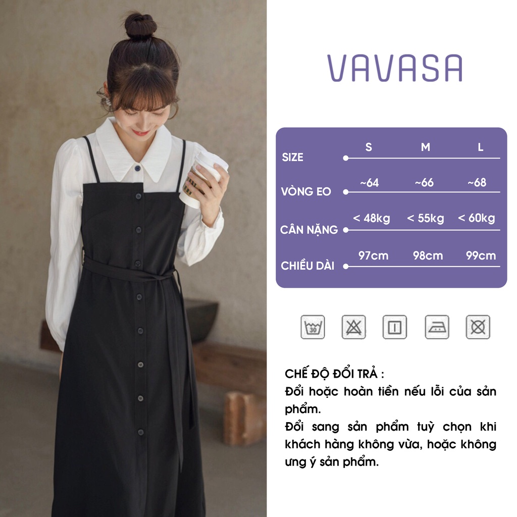 Đầm nữ xinh đẹp dáng xoè dễ thương sang chảnh dài tay hàn quốc dự tiệc VAVASA V04