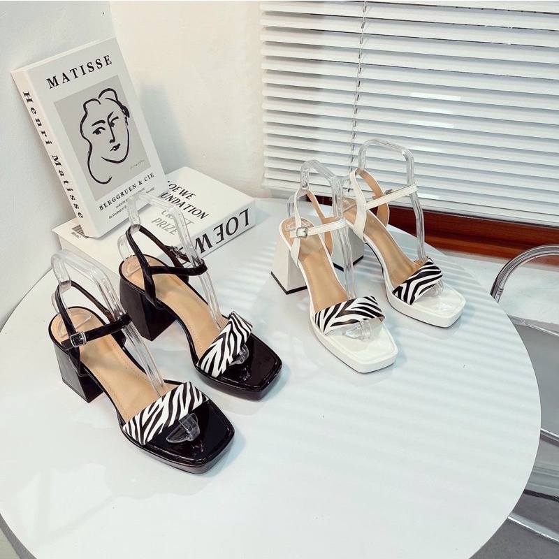 [SẴN]GIÀY SANDAL ĐÚP 10 PHÂN QUAI PHỐI HOẠ TIẾT NGỰA VẰN