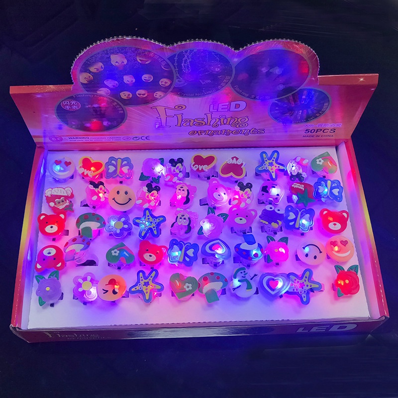 Nhẫn gắn đèn LED phát sáng nhiều hình thù màu sắc đáng yêu cho bé KingKids
