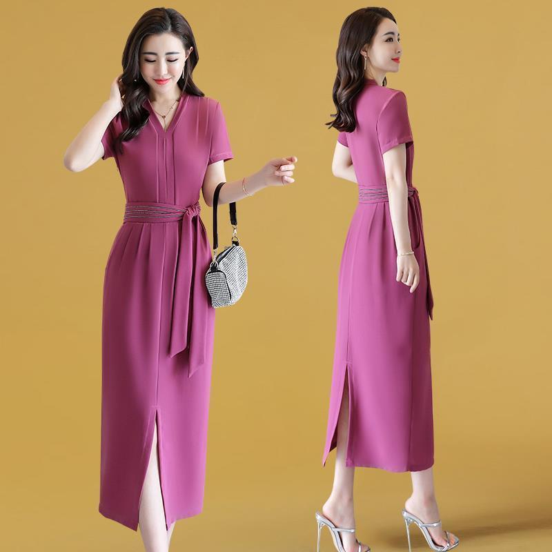 2020 summer new Korean women's skirt, elegant slim high waist temperament V-neck skirt | BigBuy360 - bigbuy360.vn