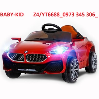 Ô tô xe điện trẻ em BABY-KID BMW YT-6688/Z4 tự lái và remote 2 động cơ ắc qui lớn ĐỎ - TRẮNG - CAM
