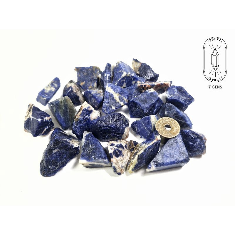 Đá thô tự nhiên Sodalite có 2 kích cỡ dùng sưu tầm, thanh tẩy...