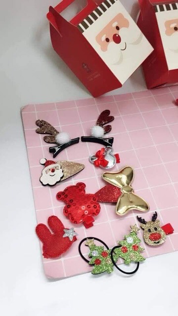 Hộp nơ, kẹp tóc Noel siêu xinh cho bé gái