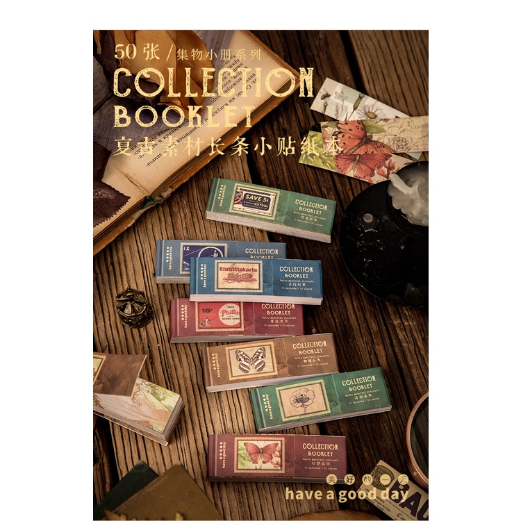 Set 50 Miếng Dán Trang Trí Sổ Tay Phong Cách Vintage