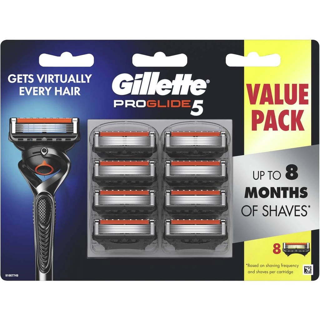 Lưỡi cạo râu Gillette Proglide 5 lưỡi (Cam) Vỉ 8 lưỡi