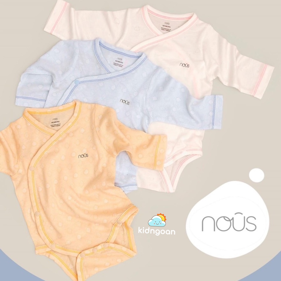 Bộ Bodysuit dài tay cài lệch Nous nhiều màu sắc dành cho trẻ sơ sinh newborn