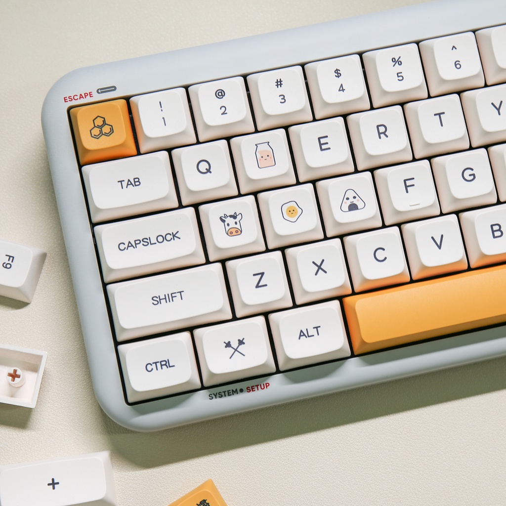 Keycaps XDA đơn ngữ Honey Bee &amp; Milk 140 Phím Cho phím cơ