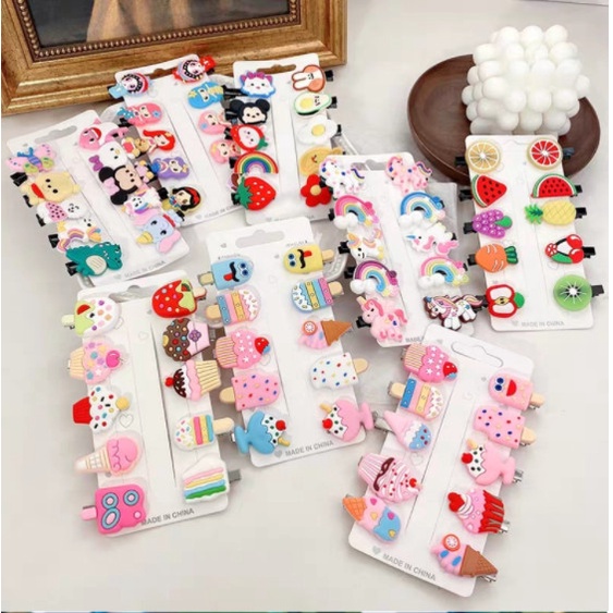 Set 10 Kẹp Tóc Hoạt Hình Xinh Xắn Cho Bé
