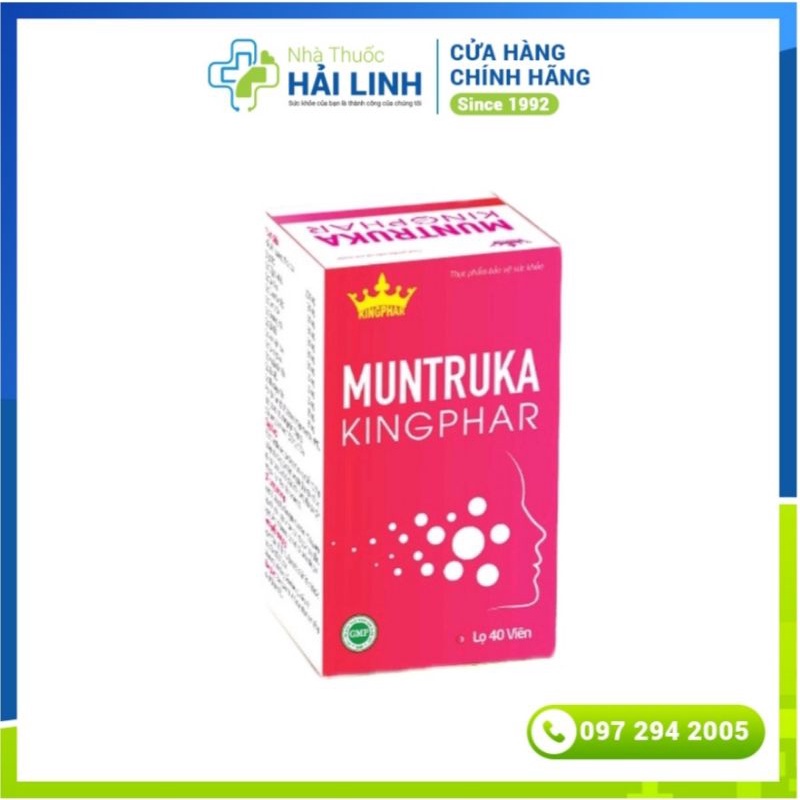 Mụn trứng cá Muntruka Kingphar ⚡ Tặng quà ⚡ Giảm nhanh mụn trứng cá, mẩn ngứa, giải độc gan