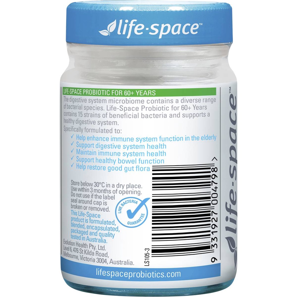 Viên uống men vi sinh cho người lớn trên 60 tuổi Life Space - Life Space Probiotic For 60+