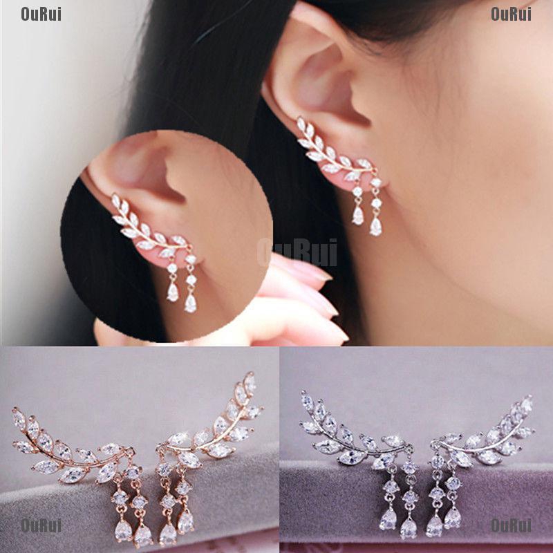 Đôi Bông Tai Dáng Dài Phối Tua Rua Đính Đá Thời Trang Cho Nữ