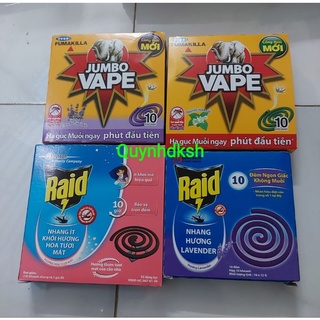 Nhang jumbo trừ muỗi Jumbo Vape M1 Lavender hoặc hương Lài hộp 10 khoanh nhang raid lavender và ít khói