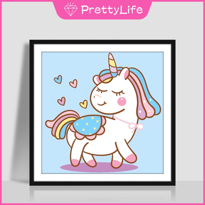 Bộ Tranh Đính Đá 5D Tự Làm Hình Kỳ Lân Hoạt Hình 30x30cm Trang Trí Nhà Cửa