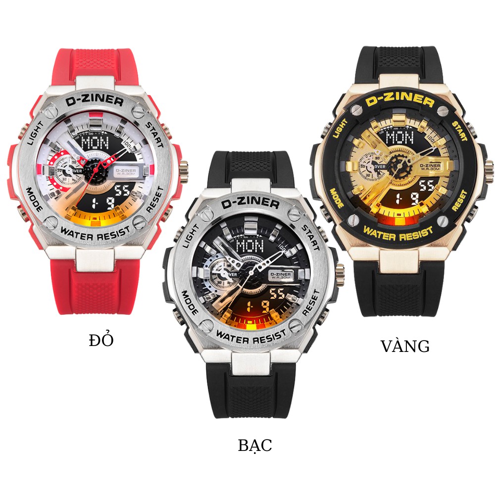 Đồng hồ nam chính hãng điện tử thể thao D-ZINER DZ8237 chống nước 30M dây cao cu cao cấp