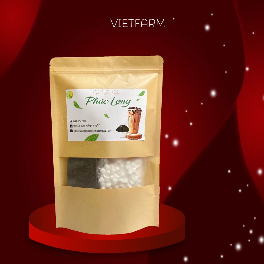 SET Trà Sữa Phúc Long Chuẩn Vị Thơm Ngon - Set Nguyên Liệu Trà Sữa (2-3 Lít Trà) Tặng Kèm Công Thức - Vietfarm