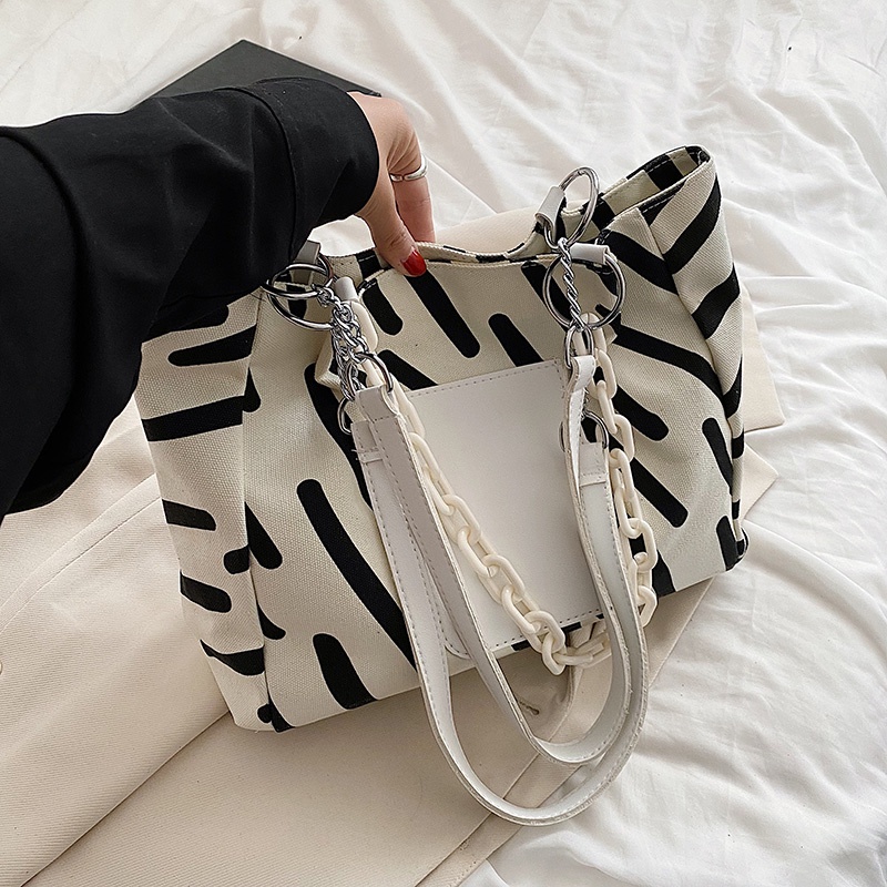 IELGY Túi Đeo Vai Vải canvas Cỡ Lớn In Họa Tiết Ngựa Vằn Thời Trang Cho Nữ