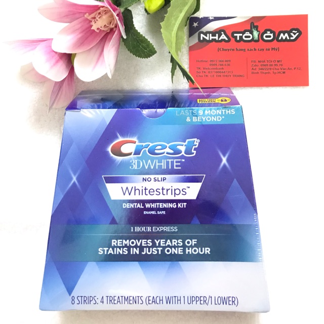 1 HỘP  dán trắng răng #Crest_3D_White_Whitestrips 1 Hour Express