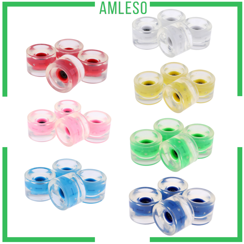 [AMLESO]4pcs Longboard Light Up Wheels Skateboard Cruiser Repair Rebuilding White