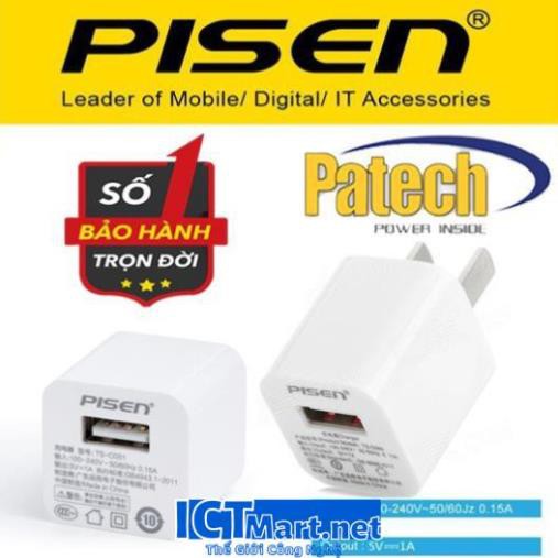 Củ sạc iphone chính hãng Pisen 1A Cục sạc iphone chính hãng Pisen