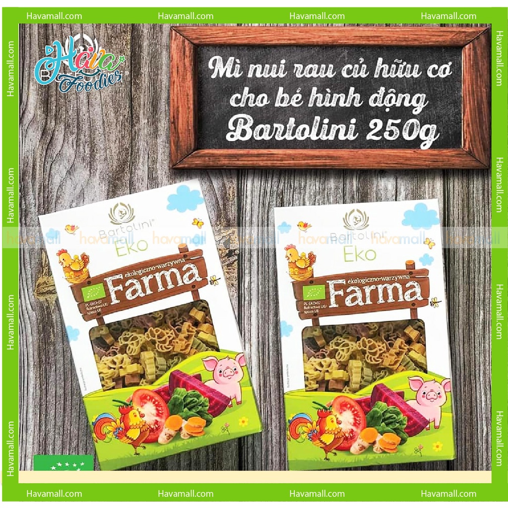 [HÀNG CHÍNH HÃNG] Nui Rau Củ Hữu Cơ Hình Thú Bartolini 250gr