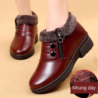 ▤♞♤Thu / Đông 2020 giày nữ da mềm mẹ đơn cũ vải Bắc Kinh trung niên và cao tuổi phụ bông công sở