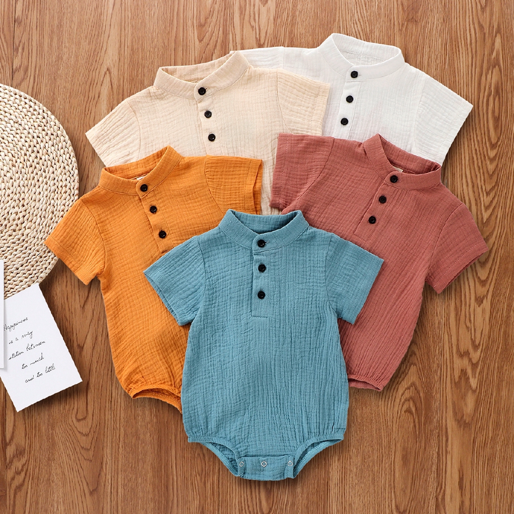 Áo liền quần cotton tay ngắn mềm mại dành cho bé