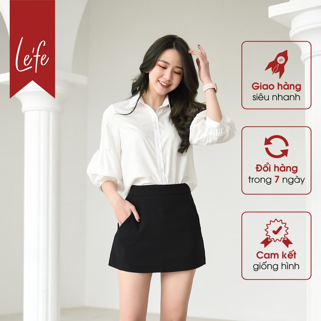 Áo Sơ Mi Trắng Thời Trang Nữ Công Sở Thiết Kế Tay Bồng Chất Liệu Lụa Cát Lefe ST84