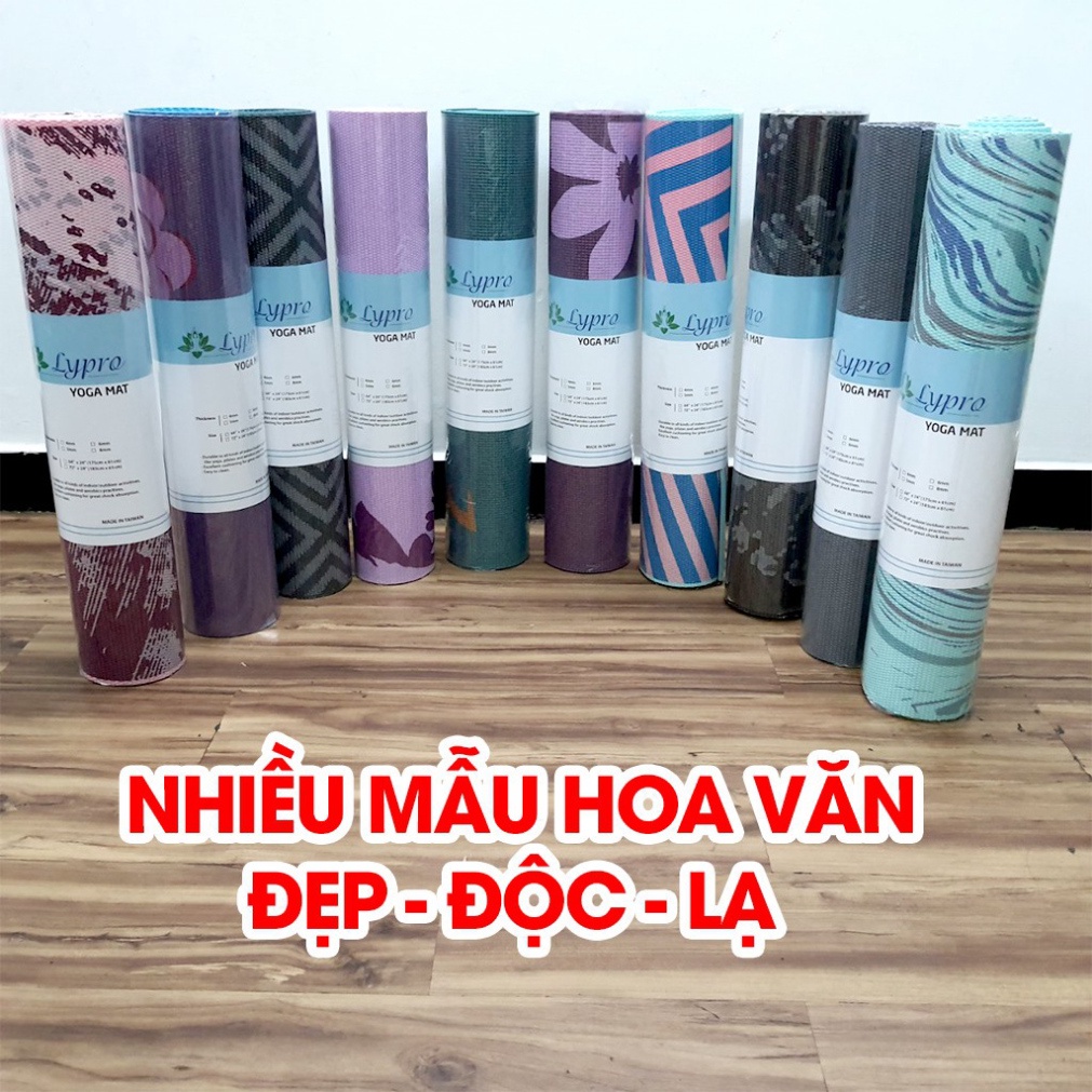 Thảm Tập Yoga LYPRO PVC Loại 1 Hoa Văn Đẹp ❤️️ TẶNG TÚI ĐỰNG CAO CẤP ❤️️  Dày 6mm Hàng VNXK Siêu Dày, Siêu Êm, Siêu Đẹp