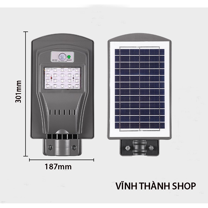 Đèn năng lượng mặt trời 20W/40W/60W cảm biến radar chuyển động và ánh sáng, chống nước kèm phụ kiện bảo hành 2 năm VT268