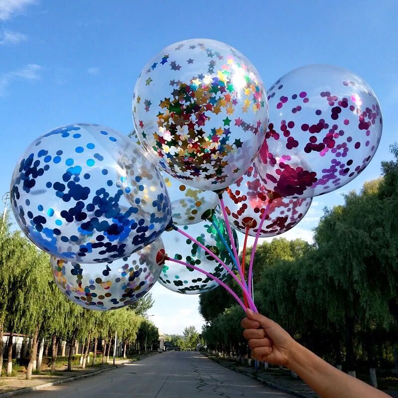 12 inch đầy màu sắc lá vàng Sequins Bóng bay cao su trong suốt Sắp xếp đám cưới Trang trí tiệc sinh nhật