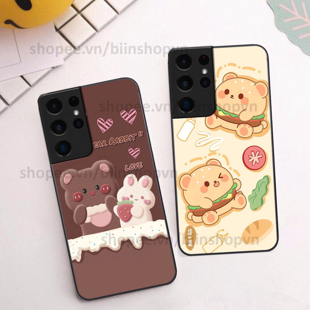 Ốp Samsung S21 Ultra in hình gấu chocolate kẹo ngọt siêu đẹp siêu xinh