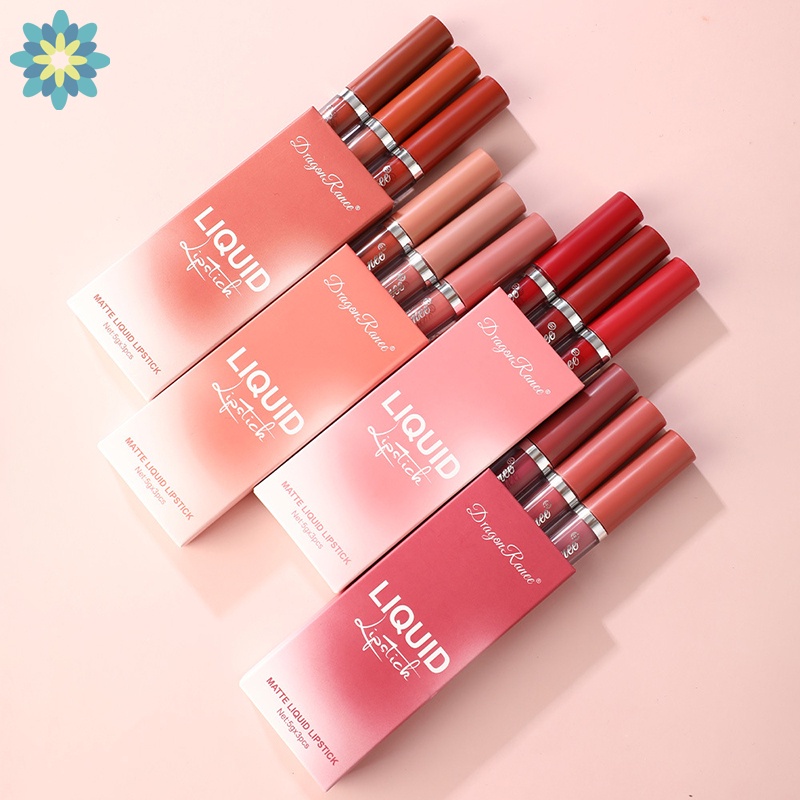 [Hàng mới về] Set 3 thỏi son sáp tông nhung lì trái cây chống nước lâu trôi chất lượng cao