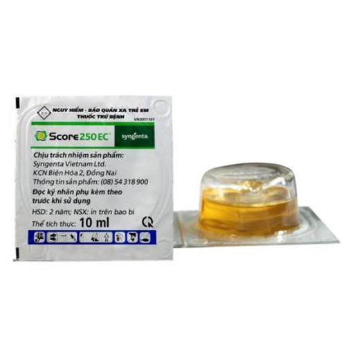 TH UỐC ĐẶC TRỊ BỆNH PHẤN TRẮNG, BỆNH MỐC SƯƠNG CHO CÂY TRỒNG SCORE 250EC (10ml)