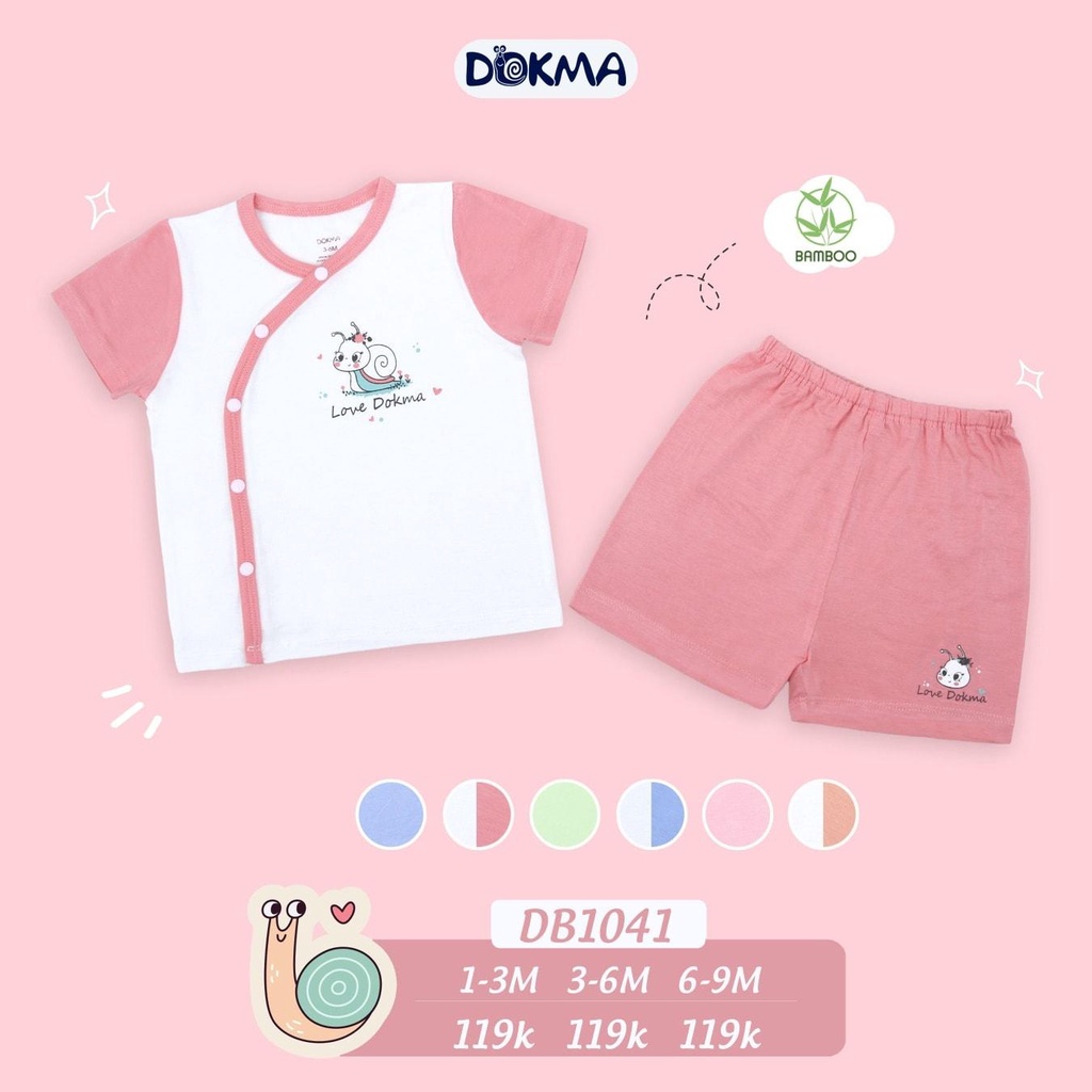 Bộ cộc tay cài lệch dành cho bé sơ sinh hiệu Dokma size 1 - 9M Tiệm Nhà Sóc