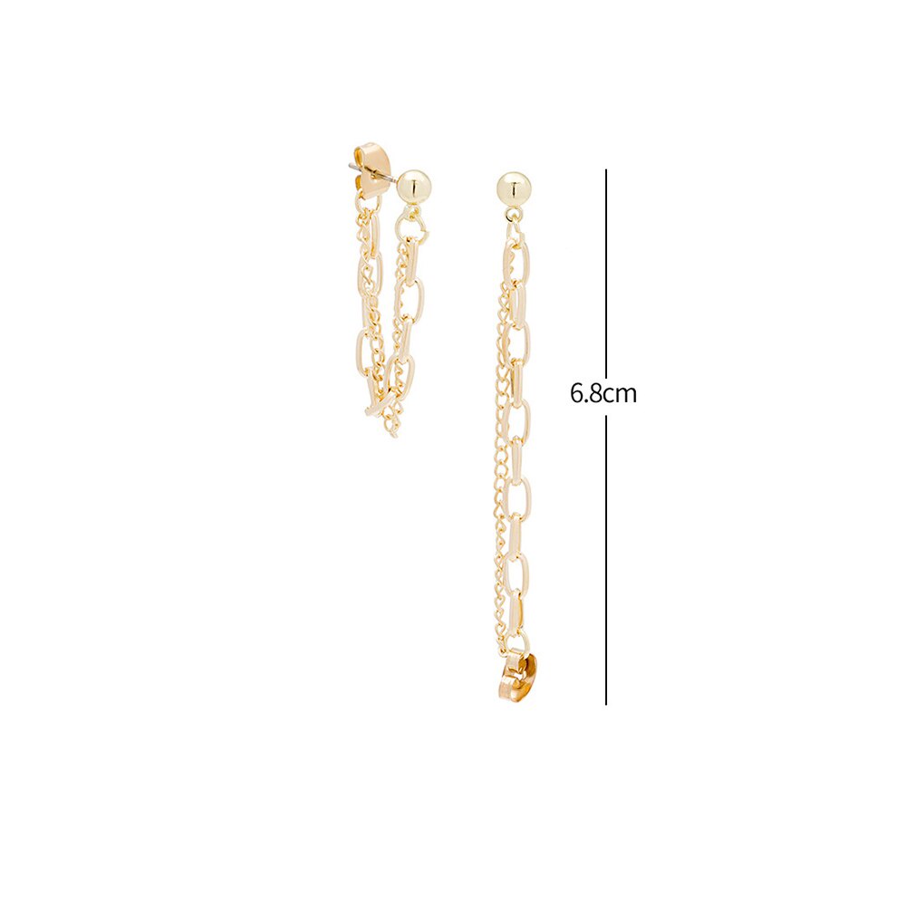 Khuyên tai kim loại mạ vàng/bạc dáng dài đơn giản cho nữ