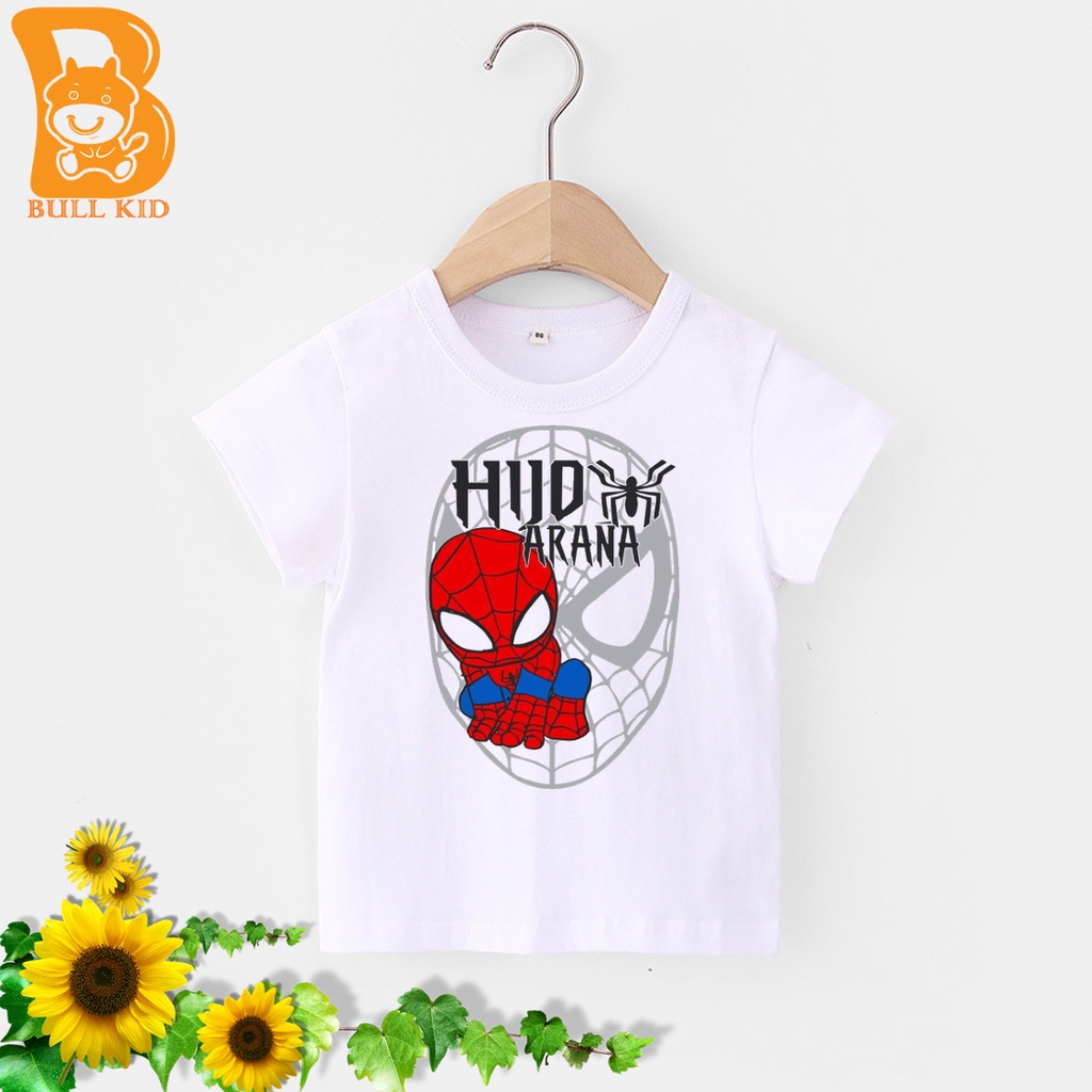 SIZE TO áo thun bé trai, bé gái chất liệu 100% cotton mềm mịn thoàng mát mặt nạ siêu nhân nhện hud