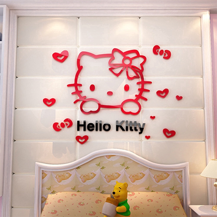 Nhãn dán trang trí tường nhà hình Hello Kitty